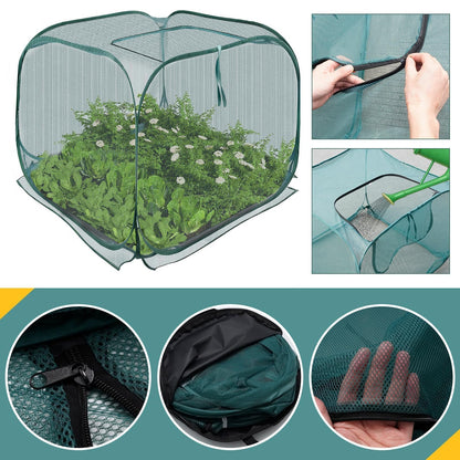 EATAKWARD 2 PCS Foldable Plant Protector, 35" x 35" x 27.5" Pop-Up Mesh Cover, Bird Betting for Garden, Garden Bed Cover for Outdoor Vegetables, Fruits, and Flowers