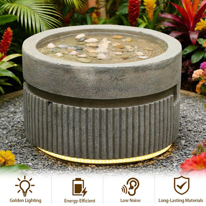Sunlinua Small Modern Outdoor Water Fountain with Led Lights Tiered Cascading Waterfall Feature with Quiet Pump Floor Water Fountain for Patio Garden Backyard Decking Home and Indoor Décor Brown