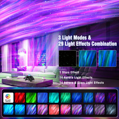 Vinwark Northern Lights Aurora Projector for Bedroom with Music Bluetooth Speaker and White Noise, Galaxy Projector, Starry Night Light Projectors for Kids Adults Gaming Room