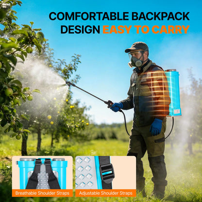 OGERY Battery Powered Backpack Sprayer 4 Gallon, 2.6Ah 21V Battery Electric Sprayer with 6 Nozzles, Telescopic Stainless Steel + Plastic Wand for Lawn Garden Weed Yard Cleaning (Charger Included)