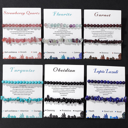 Lit Wall 2Pcs Black Tourmaline Bracelets for Women & Men, Black Onyx & Obsidian Beaded Bracelets, Elastic Adjustable Size, Black Crystal Bracelets for Unisex Adults