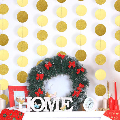 Syhood 10 Pcs Party Decorations Paper Dot Circle Garlands Glitter Streamers Hanging Banner Decor for Graduation Baby Shower Wedding Birthday Backdrop Supplies (Gold)