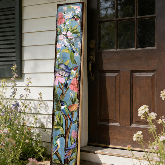 Spring Porch Decor for Outdoor - Spring Summer Hummingbird Porch Sign for Front Door Sign, Welcome Summer Decorations for Home Wall Indoor Supply Each 47.24 ×7.87 Inches