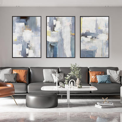 Wall Art Set of 3 Boho Natural Simple Black White for Living Room Bedroom Large Wall Art Paintings Framed Canvas painting Artworks for Office Decor, Posters&Prints Home Decor (24 "X 32", Grey)