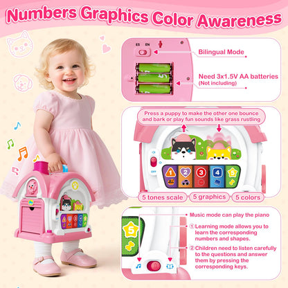 SpringFlower Baby Toddler Toys for 1 Year Old Girls, Montessori Musical Toddler Toys for 12-18 Months Kids, Musical Learning House for Infant Toddlers 1 2 3 Years Old Baby Girl Gifts