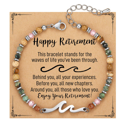 TONY & SANDY Retirement Gift for Woman, Wave Bracelet, 2026 Farewell Retired Gifts for Women Friends Nurse Teacher Boss Female Coworker, Happy Retirement Bracelet for Women