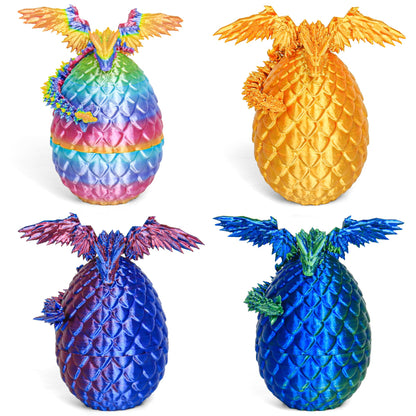 3D Printed Dragon Eggs with Dragon Inside, Easter Mystery Dragon Egg Articulated Crystal Dragon Fidget Toy, Surprise 3D Printed Dragon Egg with Wings Flying Animals Toy Easter Basket Stuffers 4PCS(A)