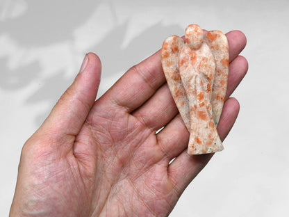 Amazing Gemstone Sunstone Angel - Sunstone Crystal Angel and Pocket Guardian Angel Crystal Figurines (3 inches)