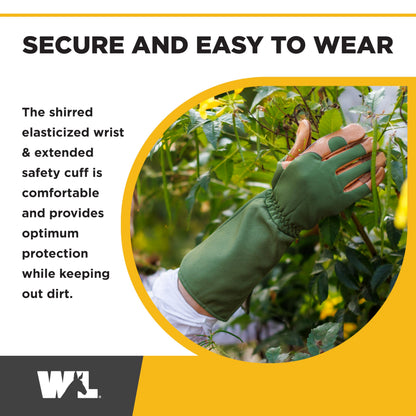 Wells Lamont Rosetender Gardening Gloves for Women – Thorn Proof Garden Gloves, Grain Leather Long Gloves for Pruning & Yard Work, 4129-300, X-Large