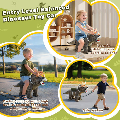 Twinkoo Dinosaur Ride On Toy Cars for Kids, Realistic Triceratops Push Car with Three Sound Effects,Sound and Light Effects PP Wheels for Indoor/Outdoor Play,Best Gift for Kids(Triceratops)
