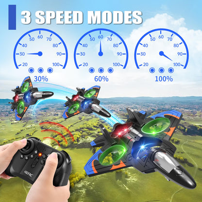 4DRC V32 Foam RC Planes with 3 Batteries, Remote Control Airplanes for Kids Adults 8-16, RC Drone Airplane Helicopter Jet with Light, 360° Flip, Stunt Roll, Airplane Toy Gifts for Kids Boys Adults