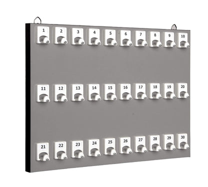 KEYSTAND # 30PGS with 30 Numbered Hooks for Real Estate Offices & Rentals (30 Sets of Tag & Ring Included)