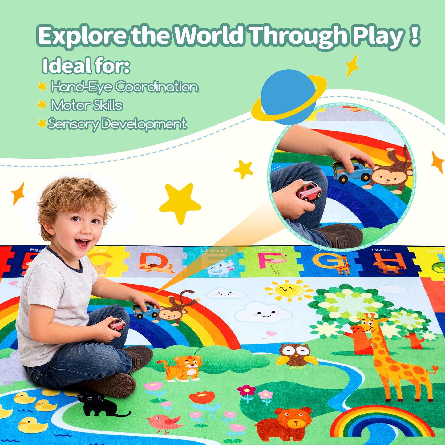 Baby Play Mat for Floor, 4x5 FT Non-Slip Nursery ABC Rug, Extra Thick Large Area Kids Rugs, Kids Mat for for Playroom Living Room Nursery Decor, Super Soft Plush Surface to Keep Safe(40"x60")