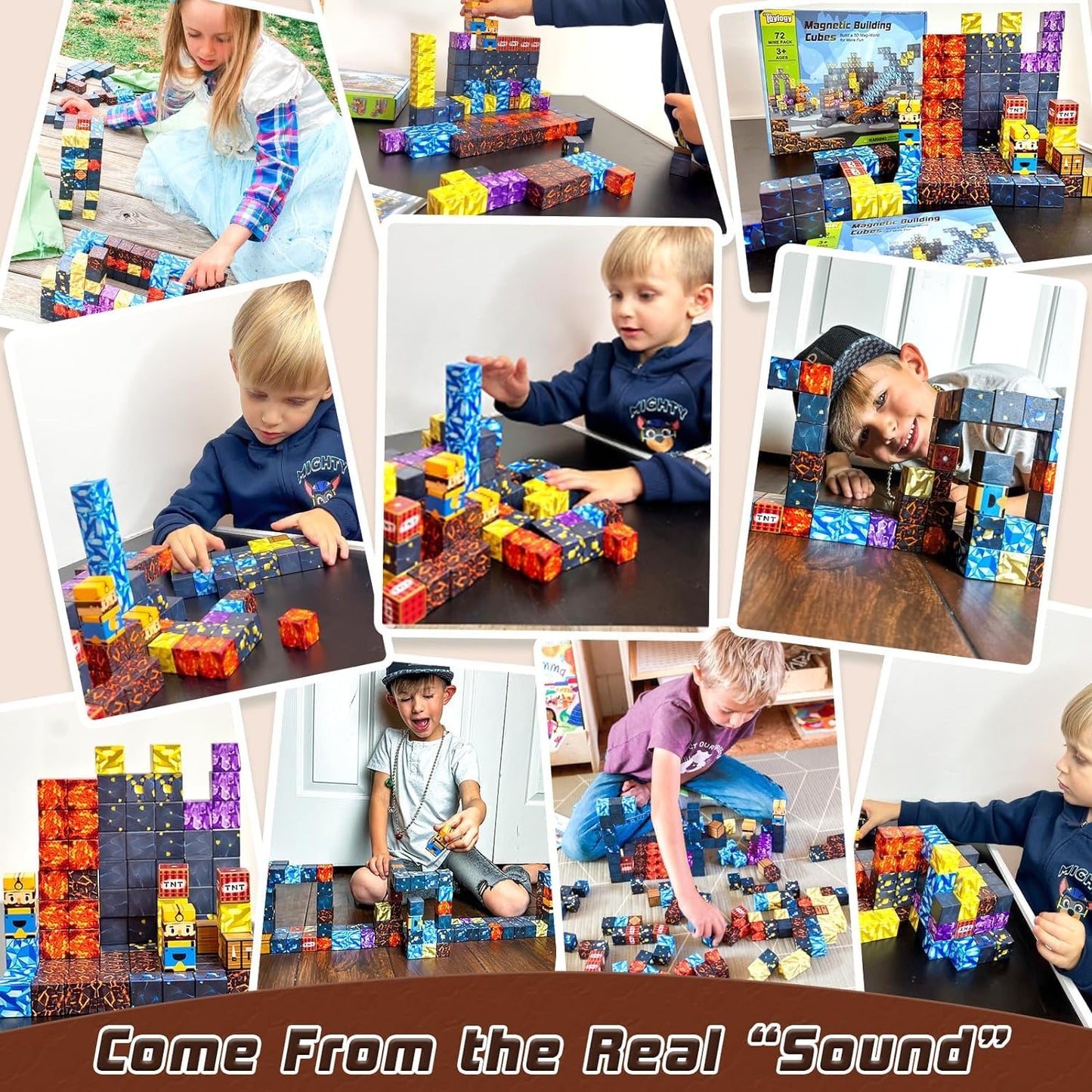 Magnetic Blocks-Build Mine Magnet World Pickaxe Edition Mine Pickaxe Caverns Kids Games Toddler Toys Magnetic Tiles for Boys & Girls Age 3-4 4-5 6-8, Sensory Outdoor Toys for Kids for 3+