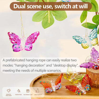 Set of 4 Crystal Butterfly Hanging Ornament 1.7in Glass Butterflies Ornaments Gifts for Women