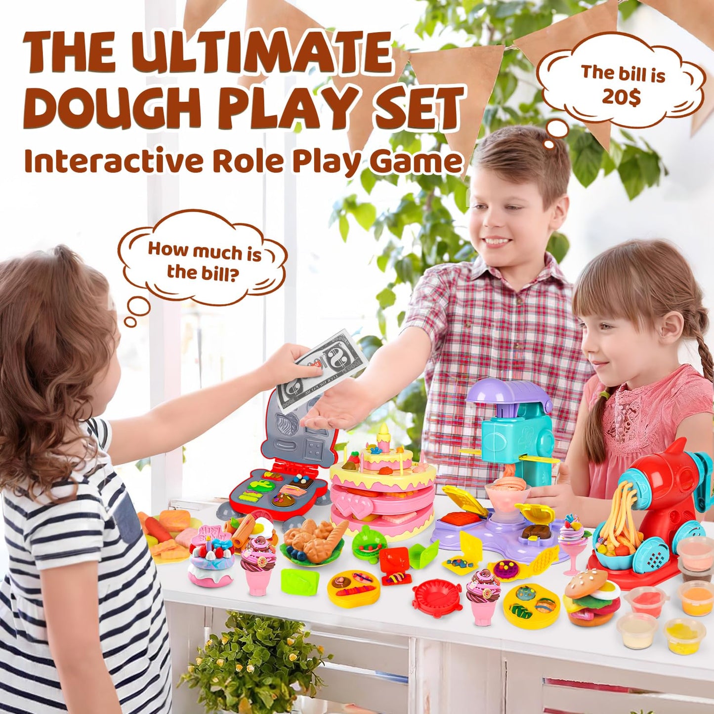4-in-1 Dough Sets for Kids 2-4-8 Ultimate 87 PCS Play Tools, 24 Clay Creative Kitchen Set Ice Cream Hamburger Cake Noodle Maker Arts Crafts Food Toys Gifts for Boy Girl Kids Age 3 4 5 6