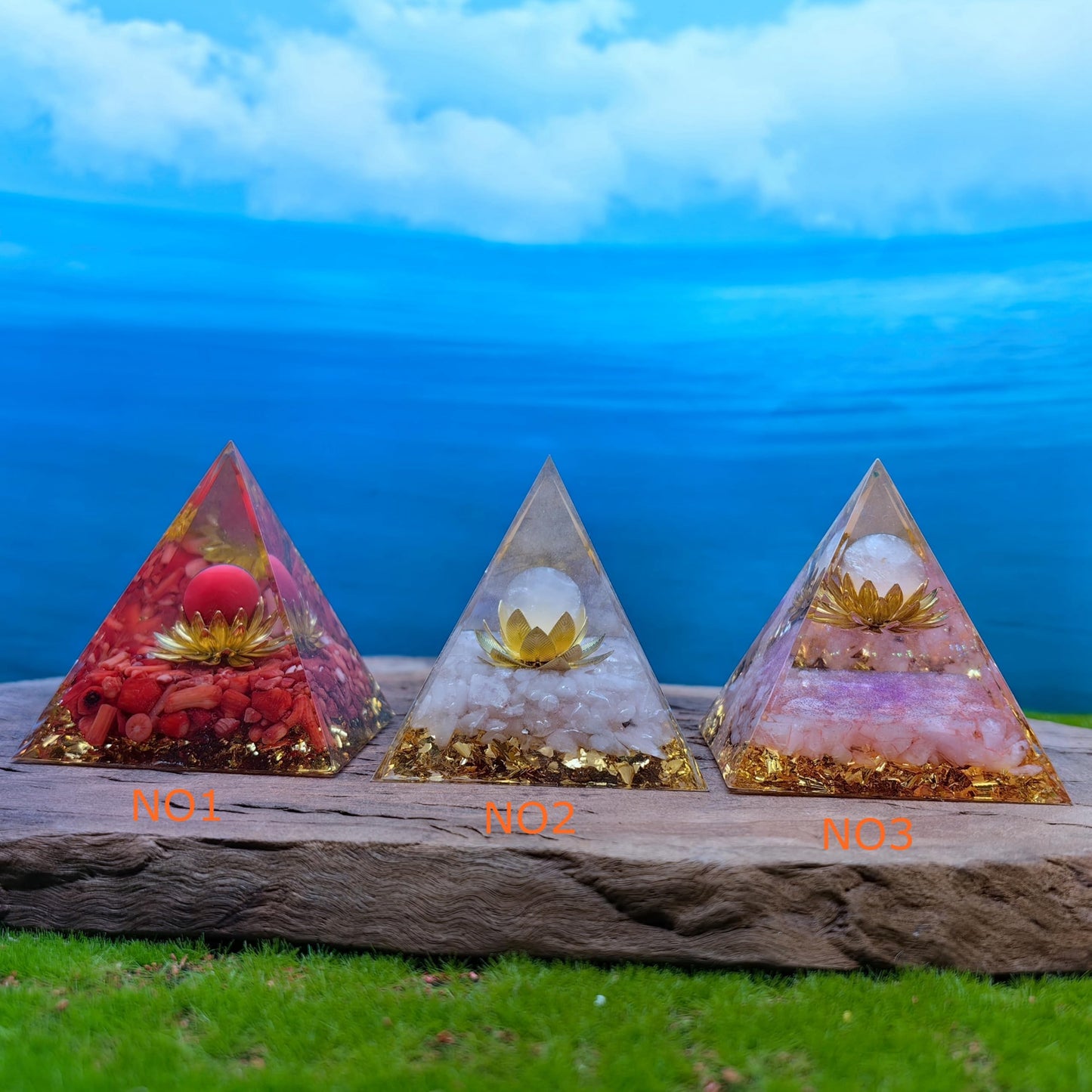 Healing Crystals Orgone Pyramid for Positive Energy, Stress Reduction, and Attracting Wealth and Luck Reduce Stress and Promote Healing with this Crystal Pyramid Home Decor (NO2,6cm)