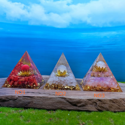 Healing Crystals Orgone Pyramid for Positive Energy, Stress Reduction, and Attracting Wealth and Luck Reduce Stress and Promote Healing with this Crystal Pyramid Home Decor (NO2,6cm)
