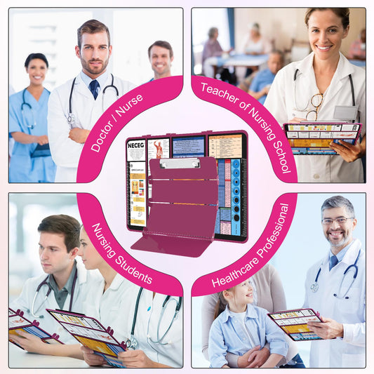 Nursing Clipboard Foldable-4 Layers Aluminum Nurse Foldable Clipboard Nursing Medical Edition Cheat Sheets, Pocket Size Pen Clip for Nurses Students School and Doctors- Wine