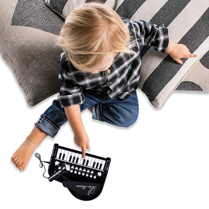 Love&Mini Toddler Piano - 24 Keys Black Baby Piano Toys with Microphone, Birthday Gifts for 3+ Year Old Girls and Boys