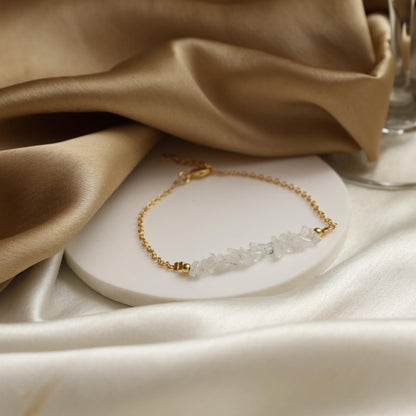 Gempires Moonstone Bracelet for Women, Crystal Bracelet, June Birthstone Gemstone Jewelry, Gold Plated Adjustable Bracelet (7” + 1” Extender), Dainty Stackable Bracelet Gift for Her
