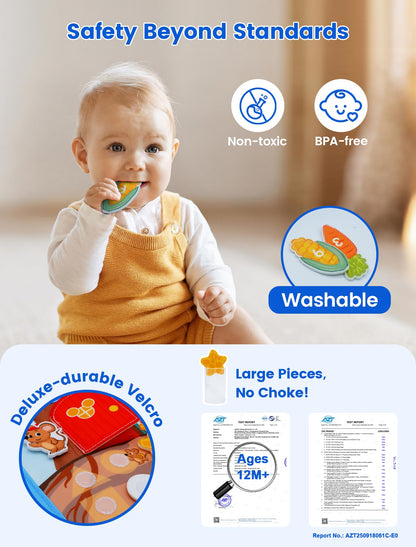 BizyKoady Toddler Busy Book for 1-3, Montessori Felt Busy Book, Busy Board for 1+ Year Old, Toddler Airplane Travel Toys, Educational Learning Activity Books, Girl & Boy Birthday Gift