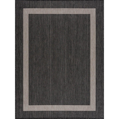 CAMILSON Outdoor Rug 9x12, Large Modern Outside Rugs for Patios Porches Waterproof Durable Washable Non-Shedding, Easy-to-Clean Indoor Outdoor Area Carpet (9 x 12, Bordered - Dark Gray/Light Gray)
