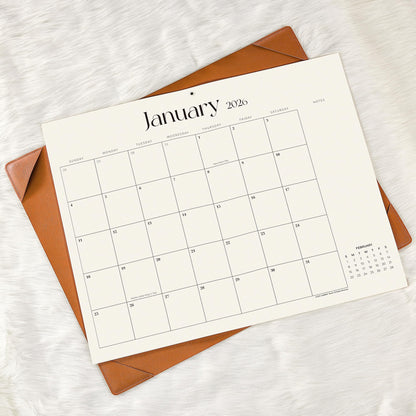 Simplified Desk Calendar 2026 with Desktop Mat, Cabbrix Large Desk Pad Calendar 21" x 16-1/2" Including January 2026 to June 2027 Desk Blotter Calendar for Home School and Office (Brown)