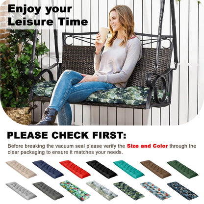 LCKJZYL Porch Swing Cushion 2-3 Seater Replacement, 60*20*4in Waterproof & Fade-Resistant Outdoor Bench Seat Cushion with Strips, Versatile Swing Pads for Camping, Beach, Garden, Patio, Balcony (Palm)