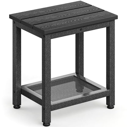 ODK Outdoor Double Side Table, Adirondack Patio End Table with Weather-Resistant Waterproof Top for Hot Tub Garden, Balcony, Poolside, Black