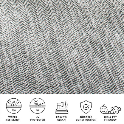 SAFAVIEH Washable Rug Outdoor Courtyard Collection - 10' x 14', Black & Beige, Non-Shedding & Easy Cleaning, Ideal for Patio, Backyard, Mudroom (CY8022-36621)