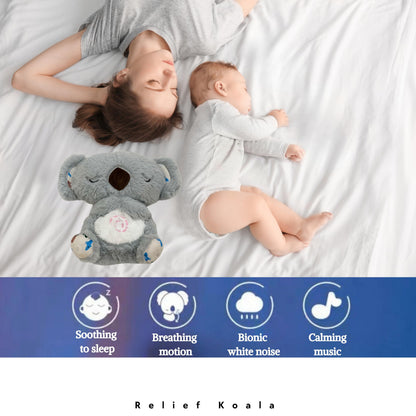 JULIDREAM Anxiety Relief Koala, Breathing Teddy Bear with Calming Music, Lights, Sleeping Otter Plush, Soothing Koala for Adults & Kids, Stress Relief Stuffed Animal (3-Level Adjustable Volume)