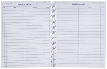 Rediform Call Register Book, Spiral Binding, 11" x 8.5", 100 Pages, 37 Messages Per Page (RED50111) (50111)