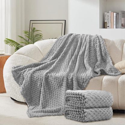 6 Pcs Flannel Throw Blanket Bulk 50 x 60 Inch, Turtle Velvet Jacquard Decorative Blankets Soft Lightweight Bed Throw for Sofa Pet Bed Party Outdoor Wedding Ideas Donation Homeless Gifts, Gray
