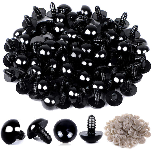 UPINS 120PCS Plastic Safety Crochet Eyes Bulk with 120PCS Washers for Crochet Crafts (0.32Inch/8mm)