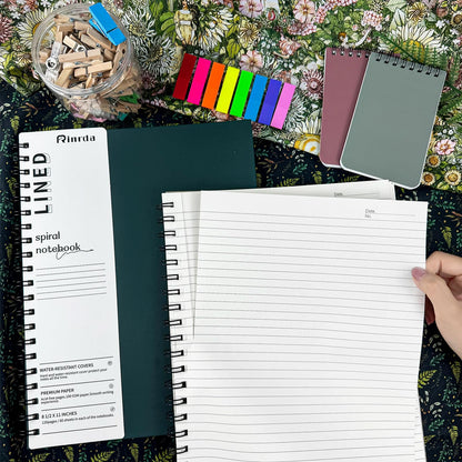 Rinrda Lined Notebook Spiral Notebook 8.5" x 11"-4 Pack Large Journal Hardcover Notebook 7mm College Ruled Notebook 120 Pages 100 GSM Thick Hardcover Journal for School (LINED, Mult-color)