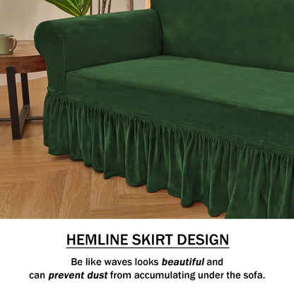 NICEEC Armchair Cover Super Soft 1-Piece Green Armchair Slipcover Stretch Universal Spandex Couch Covers for Living Room Easy Fit Washable Furniture Sofa Protector with Skirt