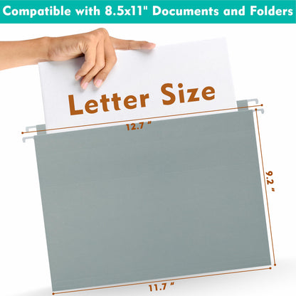Zzrywuty Hanging File Folders Letter Size, 12-Pack Hanging File Folder with 1/5-Cut Tabs, Pastel File Folders Hanging Organizers for Filing Cabinet, Bulky Files & Medical Charts
