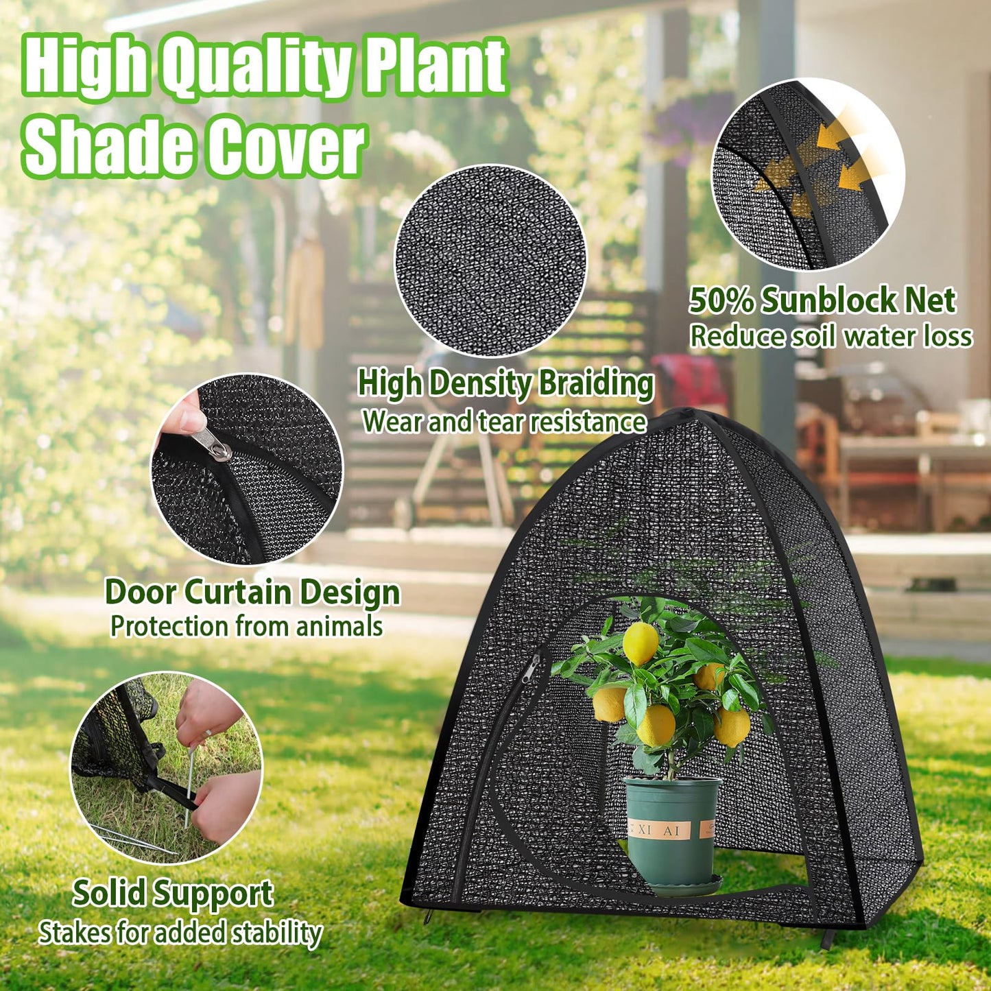 2 Pack Plant Shade Tent, Plant Shades for Outdoor Plants, UV Resisitant 50% Sunblock Shade for Plants Sun Protection, Plant Shade Cover for Flower Potted Plants (28x28x33Inch)