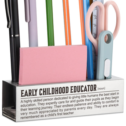 CINRLLA Early Childhood Educator Gifts, Teacher Appreciation Gifts, Teacher Graduation Gifts, Pen Holder for Desk, Pen Holder with Sticky Notes Holder, Office Stationery Organizer, CPA327