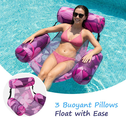 Inflatable Pool Float Chair - Pool Floats Adult Heavy Duty, Water Floating Lounge Chairs, Blow up Floaties Adults for Summer Fun Party Lake Beach