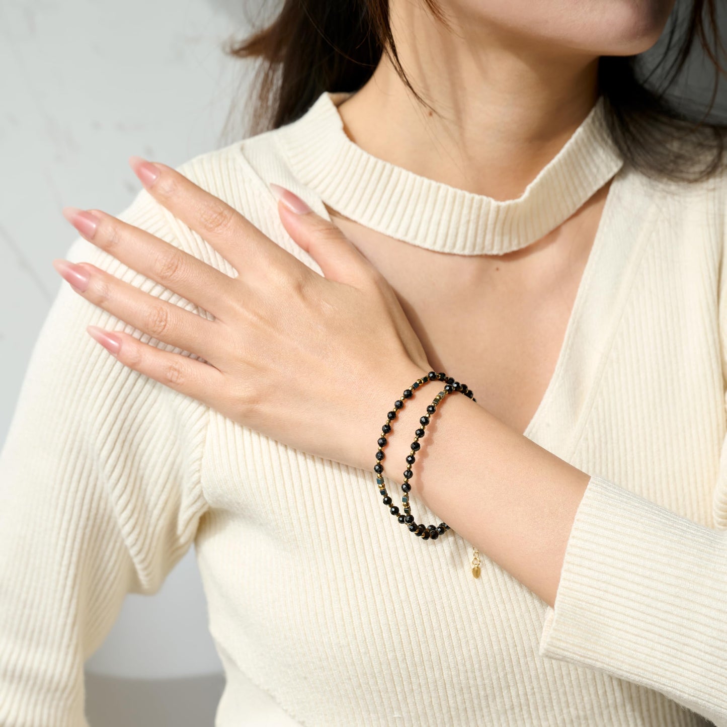 Farfume Black Tourmaline - Safety & Shielding - Crystal Beaded Bracelets, Chakra 4mm Natural Stone Beads Bracelets, Gemstone Spiritual Jewelry Gifts for Mother's Day