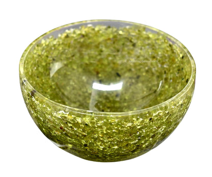 Amazing Gemstone Peridot Orgonite Orgone Crystal Gemstone Bowl - 2" Orgonite Peridot Crystal Bowl for Meditation, Crystals and Healing Stones Gift and Protection