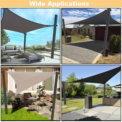 TOCRETOARE Shade Sail Poles, 2 Pack Heavy Duty Sun Poles ,Steel Shade Sail Post with D-Clamp for Outdoor String Light, Patio, Backyard 2.36in