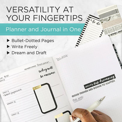 Wordsworth Undated Planner Weekly and Monthly - Dotted Blank Planner - Hardcover, Dateless Weekly Planner, 5.83 × 8.27In - Premium A5 Paper (120GSM) - Monthly, Weekly, Yearly Spread - Bullet Planner