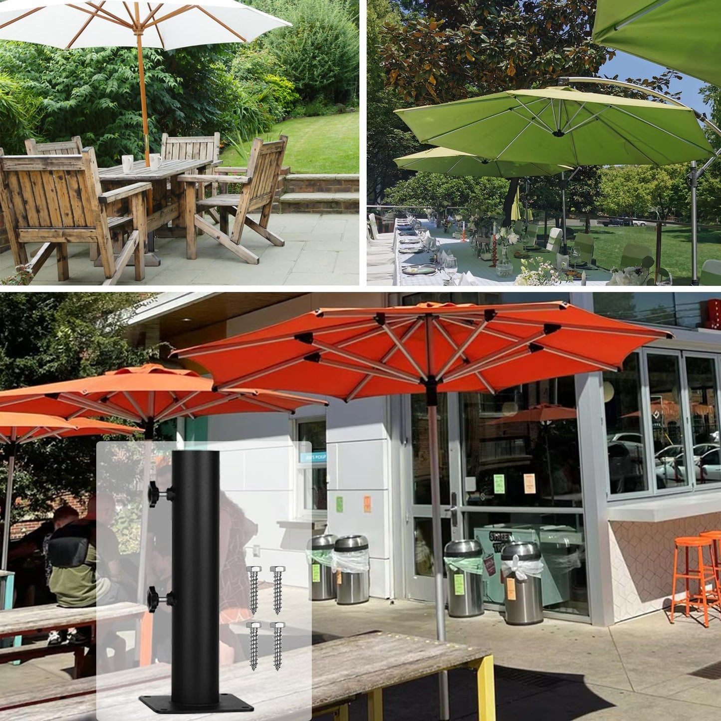 Wdwlbsm Patio Umbrella Outdoor Base Deck Mount Umbrella Holder Heavy Duty Umbrella Clamp Hand-Turn Knob Umbrella Base Stand for Decks, Docks, Courtyard Balcony, Pontoons, Patios, Pinic Tables Desk