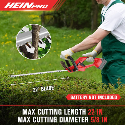 HEINPRO Cordless Hedge Trimmer 22-Inch Compatible with Milwaukee M18 18V Battery, Electric Hedge Trimmer Cordless, Bush Trimmers for Garden,Battery Powered Hedge Trimmers (Battery not Included)
