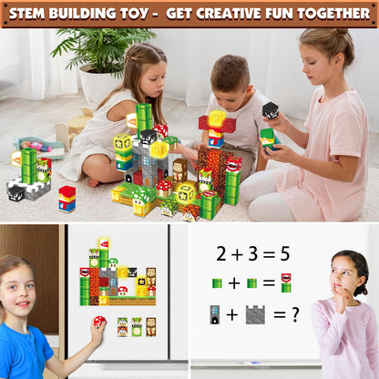 Daoyehsy Magnetic Blocks Building Toys, 1" Light Up Building Blocks Magnet Cubes for Toddlers Boys Girls 3+, Build 3D Scenes STEM Sensory Construction Toys