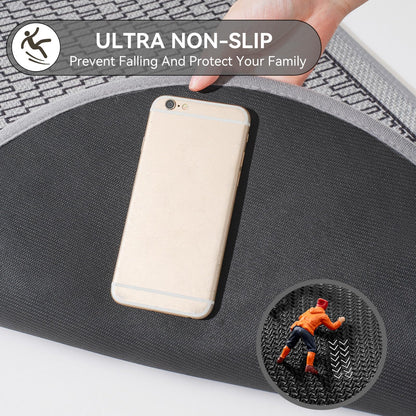 YDKGL Ultra Thin Bathroom Rugs Mat Quick Dry Absorbent Non Slip Bath Mat Bath Mats for Bathtub Mat Bathroom Carpet Fit Under Door Washable Floor Rubber Half Round Bath Rugs Grey 16x24