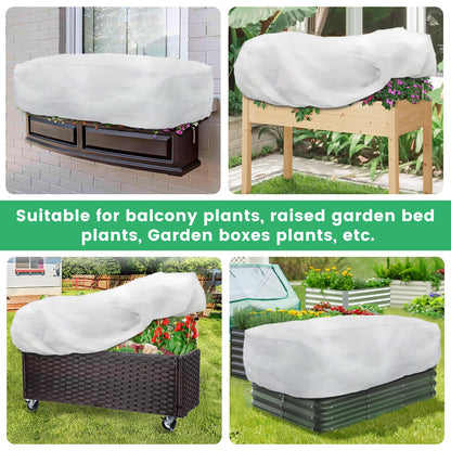 Plant Covers Freeze Protection, 2 Pack 4.1 x 2 x 1.6 ft Rectangular Raised Garden Bed Cover with Drawstring, 2.47oz/yd² Large Garden Box Frost Blankets Reusable Frost Cloth for Winter Outdoor Plants